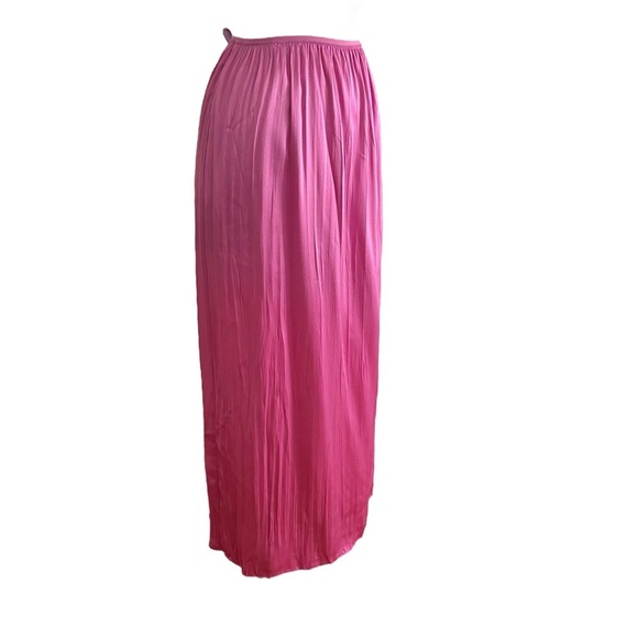 VINCE Rose Pink Pleated Column Skirt Lightweight Resort Wear Boho Chic Large - Picture 4 of 14